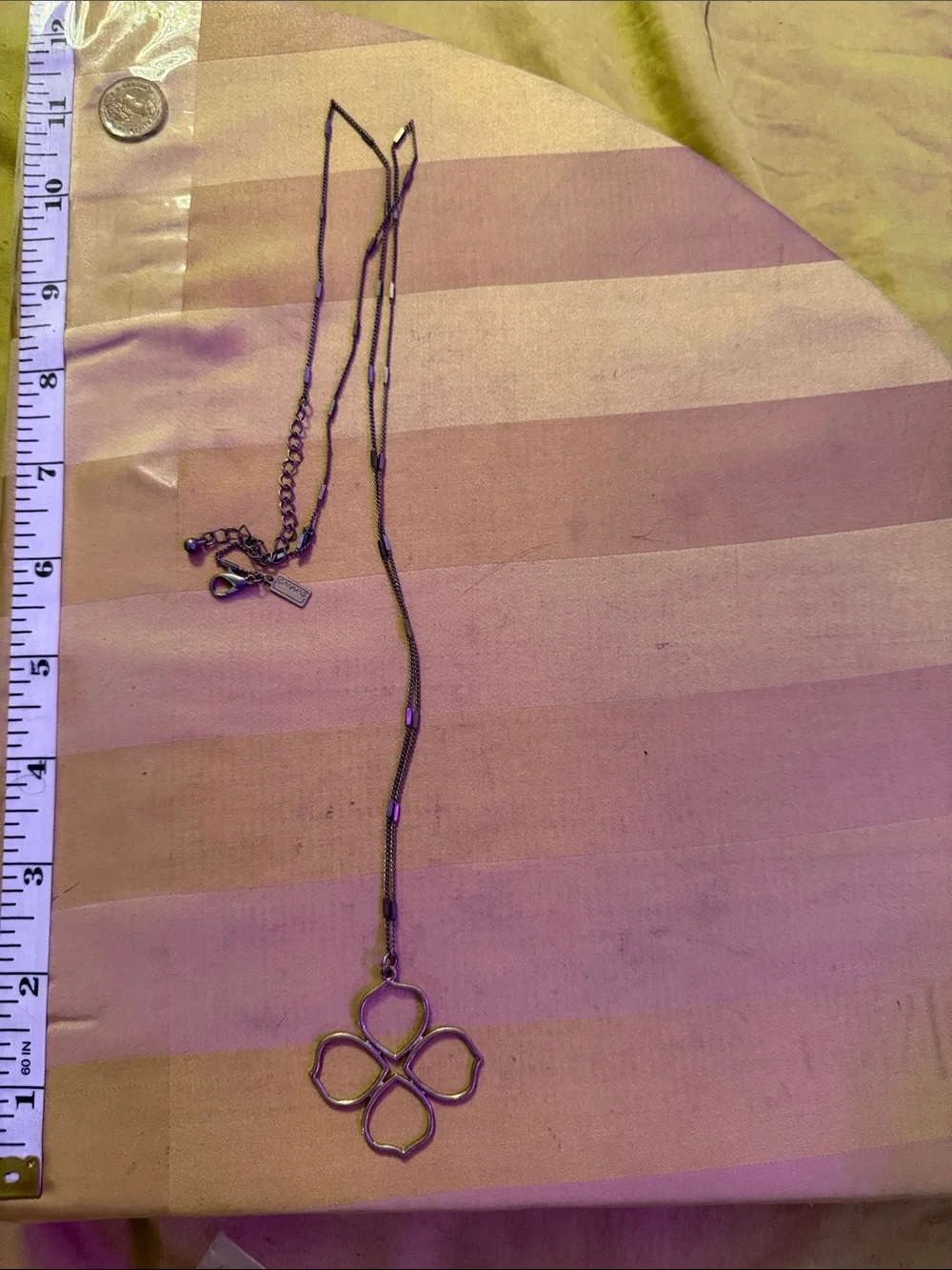 Bella Canvas brass colored Floral Outline Pendant Necklace